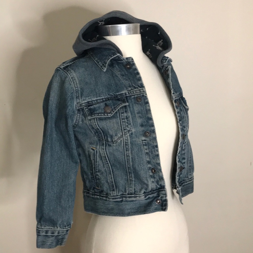 Gap Kids Denim Jacket w/Skull Hoodie Size Small